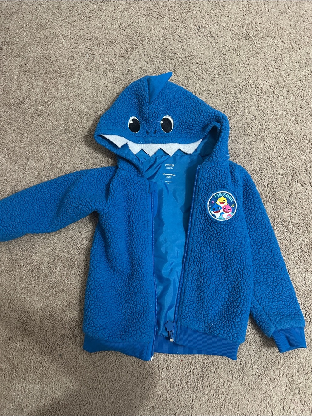 Blue Kids Shark Hoodie with Patch